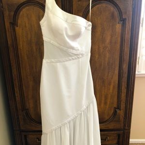 One shoulder white dress
